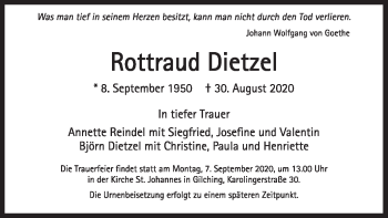 Todesanzeige von Rottraud Dietzel von merkurtz