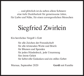 Todesanzeige von Siegfried Zwirlein von merkurtz