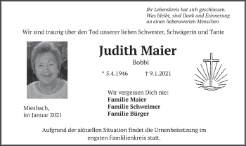 Todesanzeige von Judith Maier von merkurtz