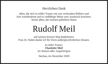Todesanzeige von Rudolf Meil von merkurtz