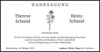 Todesanzeige von Therese und Heinz Schmid von merkurtz