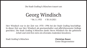 Todesanzeige von Georg Windisch von merkurtz