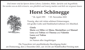 Todesanzeige von Horst Schönegge von merkurtz