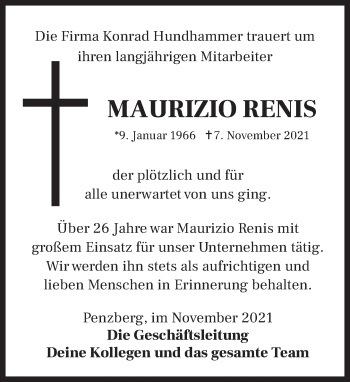 Todesanzeige von Maurizio Renis von Das Gelbe Blatt Penzberg