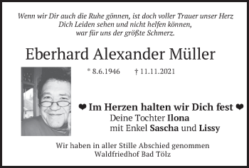 Todesanzeige von Eberhard Alexander Müller von merkurtz
