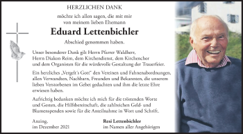 Todesanzeige von Eduard Lettenbichler von merkurtz