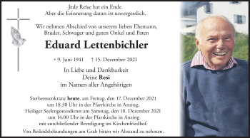 Todesanzeige von Eduard Lettenbichler von merkurtz