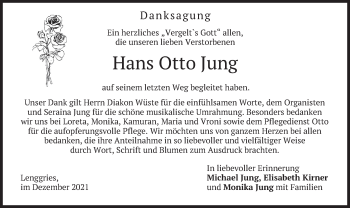 Todesanzeige von Hans Otto Jung von merkurtz