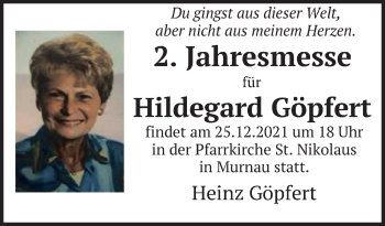 Todesanzeige von Hildegard Göpfert von merkurtz