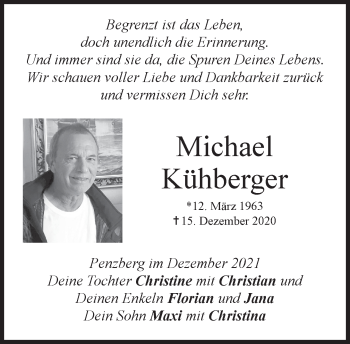 Todesanzeige von Michael Kühberger von Das Gelbe Blatt Penzberg