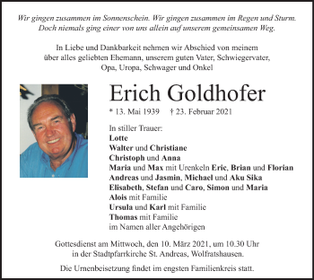Todesanzeige von Erich Goldhofer von merkurtz