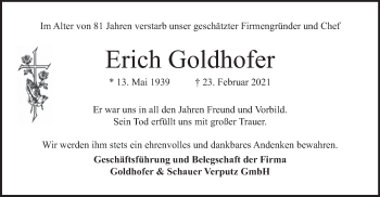 Todesanzeige von Erich Goldhofer von merkurtz