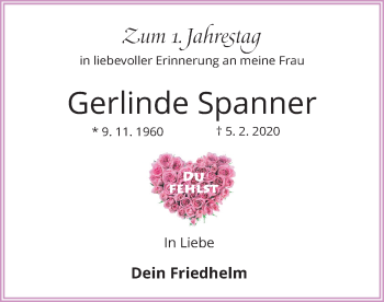 Todesanzeige von Gerlinde Spanner von merkurtz