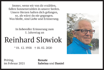 Todesanzeige von Reinhard Slowiok von merkurtz