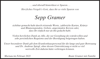 Todesanzeige von Sepp Gramer von merkurtz