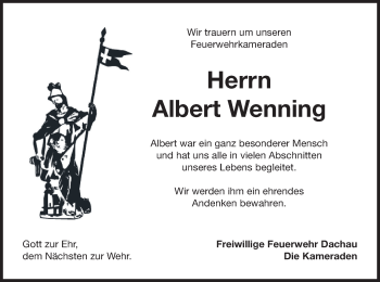 Todesanzeige von Albert Wenning von merkurtz