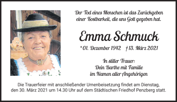 Todesanzeige von Emma Schmuck von Das Gelbe Blatt Penzberg