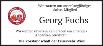 Todesanzeige von Georg Fuchs von merkurtz
