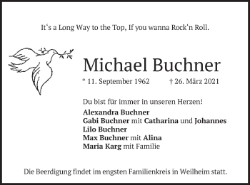 Todesanzeige von Michael Buchner von merkurtz