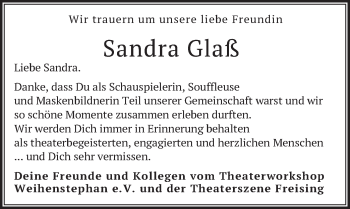 Todesanzeige von Sandra Glaß von merkurtz