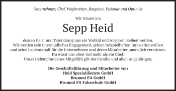Todesanzeige von Sepp Heid von merkurtz