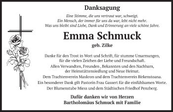 Todesanzeige von Emma Schmuck von Das Gelbe Blatt Penzberg