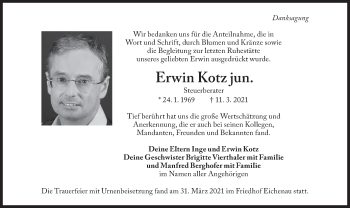 Todesanzeige von Erwin Kotz von merkurtz