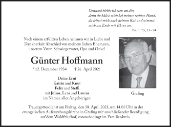 Todesanzeige von Günter Hoffmann von merkurtz