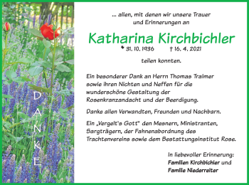 Todesanzeige von Katharina Kirchbichler von merkurtz