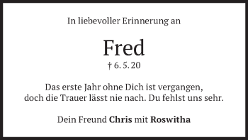 Todesanzeige von Fred Bartl von merkurtz