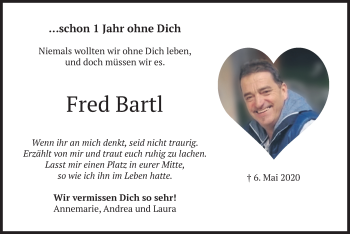 Todesanzeige von Fred Bartl von merkurtz