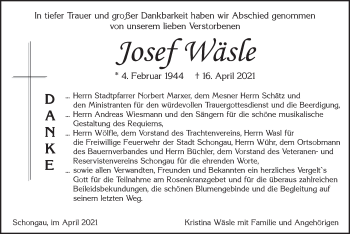 Todesanzeige von Josef Wäsle von merkurtz