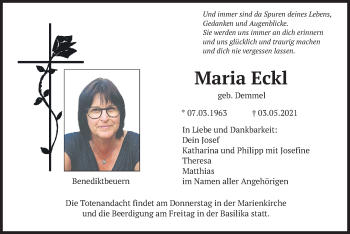 Todesanzeige von Maria Eckl von merkurtz