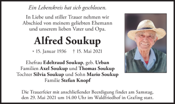 Todesanzeige von Alfred Soukup von merkurtz