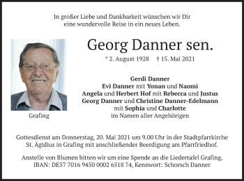 Todesanzeige von Georg Danner von merkurtz