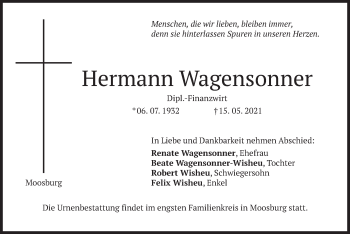Todesanzeige von Hermann Wagensonner von merkurtz