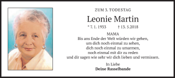Todesanzeige von Leonie Martin von merkurtz