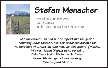 Todesanzeige von Stefan Menacher von merkurtz