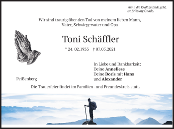 Todesanzeige von Toni Schäffler von merkurtz