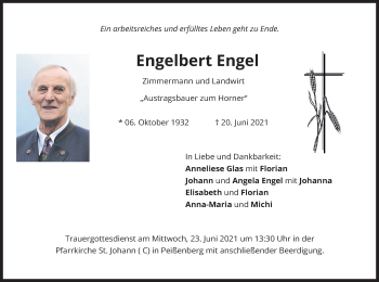 Todesanzeige von Engelbert Engel von merkurtz