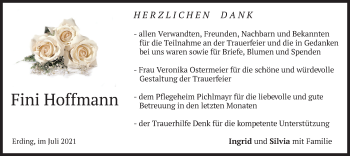 Todesanzeige von Fini Hoffmann von merkurtz