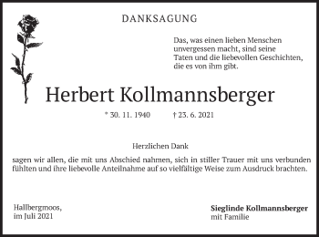 Todesanzeige von Herbert Kollm-annsberger von merkurtz