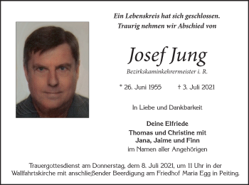 Todesanzeige von Josef Jung von merkurtz