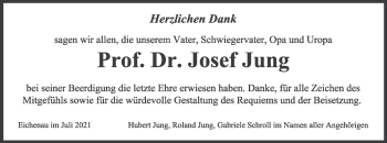 Todesanzeige von Josef Jung von merkurtz