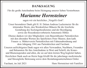 Todesanzeige von Marianne Hornsteiner von merkurtz