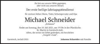 Todesanzeige von Michael Schneider von merkurtz