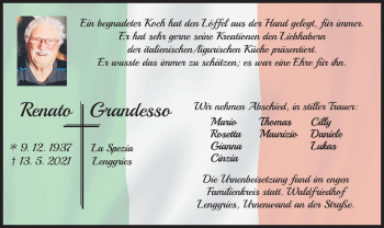 Todesanzeige von Renato Grandesso von merkurtz