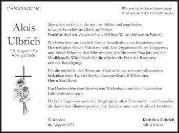 Todesanzeige von Alois Ulbrich von merkurtz