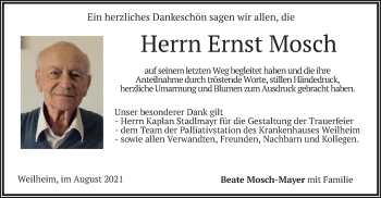 Todesanzeige von Ernst Mosch von merkurtz