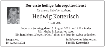 Todesanzeige von Hedwig Kotterisch von merkurtz